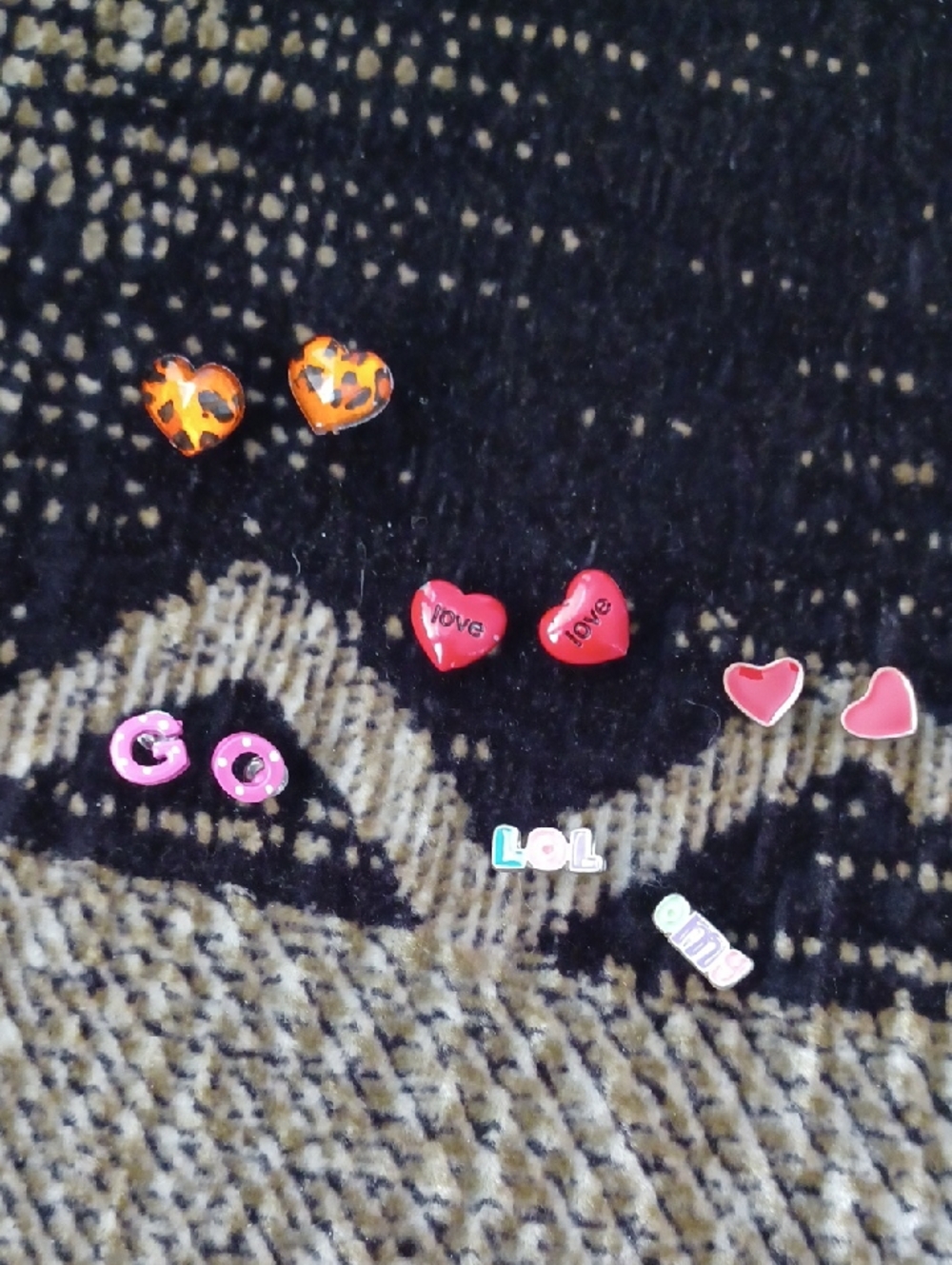 4/$30 Heart & Letter Stud Earrings - Set Of 5 Pairs